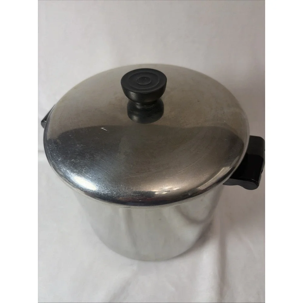 Vintage Farberware Aluminum Clad 6 Qt Stock Pot w Lid  Bottom NYC-USA